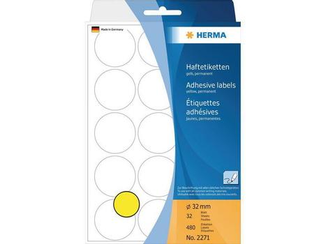 HERMA multi-purpose labels, ø 32 mm, yellow, (480) (2271)