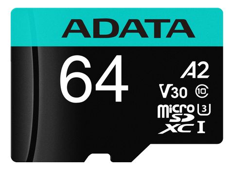 A-DATA 64GB MicroSDXC UHS-I U3 V30S A2 R/ W:100/ 75 MB/s (AUSDX64GUI3V30SA2-RA)