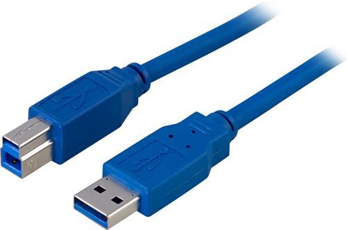 DELTACO USB 3.0 Cable, Typ A hane to Typ B hane, 2m - Blue (USB3-120)