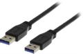DELTACO USB 3.0 Cable, Type A hane to Type A hane, 1m - Black