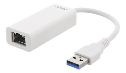 DELTACO Adapter USB-A 3.0 to Network Adapter - White (USB3-GIGA4)