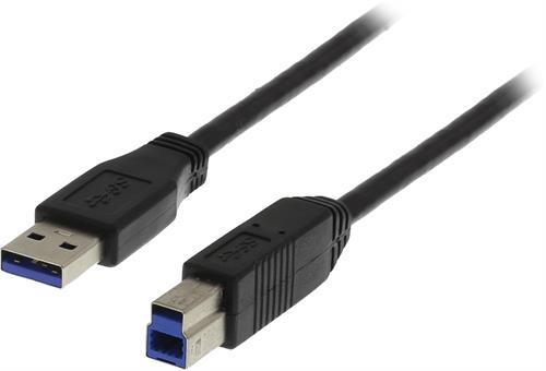 DELTACO USB 3.0 Cable, Typ A hane to Typ B hane, 1m - Black (USB3-110S)
