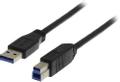 DELTACO USB 3.0 Cable, Typ A hane to Typ B hane, 1m - Black