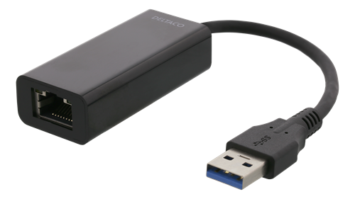 DELTACO Adapter USB-A 3.0 to Network Adapter - Black (USB3-GIGA5)