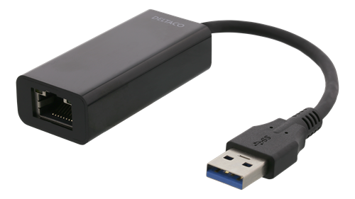 DELTACO 1xRJ45 USB 3.1 Nettverk Adapter Gigabit Svart (USB3-GIGA5)