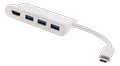 DELTACO USB-C-hubi, 1xHDMI, 3xUSB-A 3.1, 4K taajuudella 30Hz, valk.