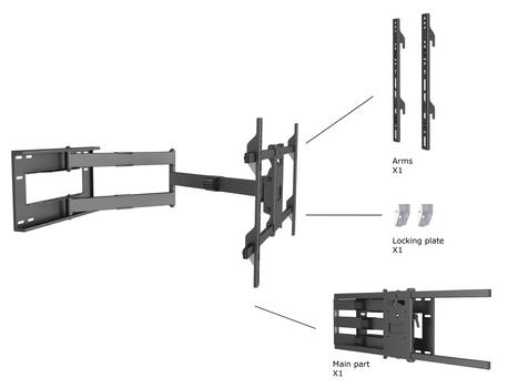 MULTIBRACKETS Veggfeste long reach HD Svart, VESA 800x400, 40kg, 101cm, 42-75" (7350073736539)