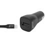 GEAR Lader 12-24V 1xUSB-A 2,4A Svart Lightning Kabel 1m MFI C89