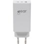 GEAR Lader GAN 220V 2xUSB-C + 1xUSB-A PD 45W + 18W + 3A (totalt 65W) Hvit