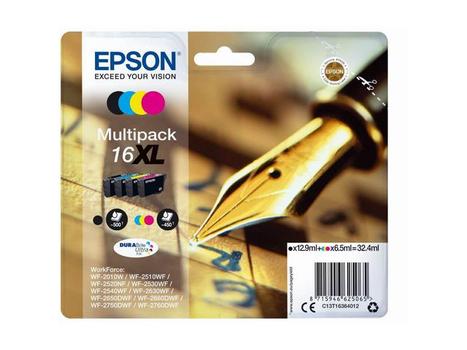 EPSON 16XL ink cartridge black and tri-colour high capacity 32.4ml 1-pack blister without alarm (C13T16364012)