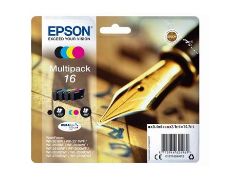 EPSON 16 ink cartridge black and tri-colour standard capacity 14.7ml 1-pack blister without alarm (C13T16264012)