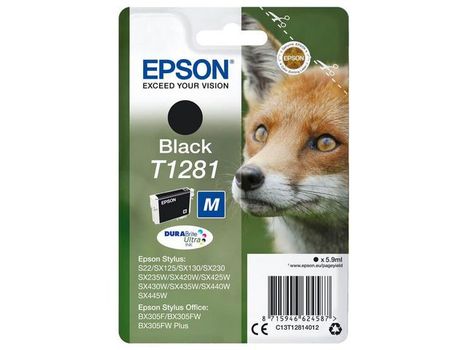 EPSON T1281 ink cartridge black standard capacity 5.9ml 1-pack blister without alarm (C13T12814012)