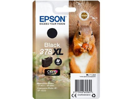 EPSON n Ink Cartridges,  Claria" Photo HD Ink, 378XL, Squirrel, Singlepack,  1 x 11.2ml Black (C13T37914010)