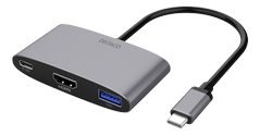 DELTACO USB-C till HDMI/USB A adapter, 4K 60Hz, USB-C PD 3.0 100W, vit (USBC-HDMI22)