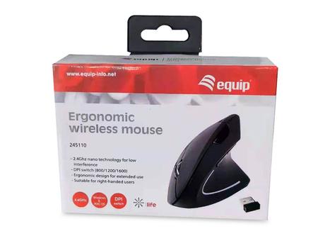 EQUIP Ergonomic Maus wireless Links und Rechtshänder schwarz (245110)