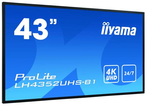 IIYAMA 43inch LCD UHD, SDM-S - 43inch 3840x2160,  4K UHD IPS panel (LH4352UHS-B1)