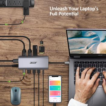 ACER 12-IN-1 TYPE-C DONGLE 2xUSB3.2 2xUSB2.0 2xHDMI 1xDisplayPort Type C PowerDelivery SD Card reader TF Card reader 1000M Ethernet (HP.DSCAB.009)