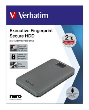 Verbatim Executive Fingerprint Secure - harddisk - 2 TB - USB 3.2 Gen 1 (53653)