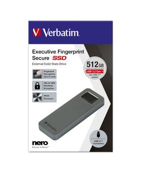 VERBATIM Fingerprint Secure SSD USB 3.2 512GB, Grey (53656*4)