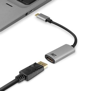 ACT AC7030 1 x USB C male naar 1 x Display Port female adapter 0.15m Grijs (AC7030)