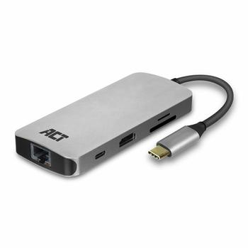 ACT USB-C - HDMI multiport adapter 4K HDMI USB-A ethernet mem.card PD60W USB-C (AC7041)