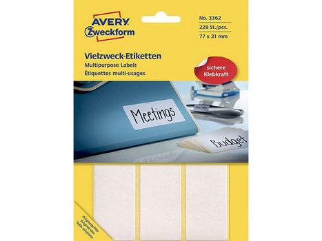 AVERY Etiket Avery 3362 Hvid 77x31mm Mp/224 (3362)