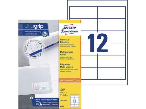 AVERY Universaletiketter 97x42,3mm 1200/PK (3659)