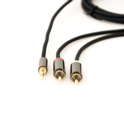 STOLTZEN Flex Lydkabel 3,5mm - 2xRCA 1m Fleksibel kabel , 2 x 3mm, Gold Conn.