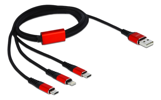 DELOCK USB Charging Cable 3 in 1 for Lightning™ / Micro USB / USB Type (85892)