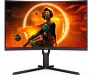 AOC Gaming CQ27G3SU/ BK - LED monitor - gaming - curved - 27" - 2560 x 1440 QHD @ 165 Hz - VA - 300 cd/m² - 1 ms - 2xHDMI, DisplayPort - speakers - red, black texture (CQ27G3SU/ BK)