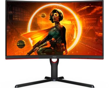 AOC Gaming CQ27G3SU/ BK - LED monitor - gaming - curved - 27" - 2560 x 1440 QHD @ 165 Hz - VA - 300 cd/m² - 1 ms - 2xHDMI, DisplayPort - speakers - red, black texture (CQ27G3SU/BK)