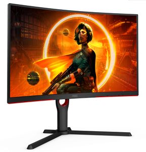 AOC Gaming C27G3U/BK - LED monitor - gaming - curved - 27" - 1920 x 1080 Full HD (1080p) @ 165 Hz - VA - 250 cd/m² - 1 ms - 2xHDMI, DisplayPort - speakers - red, black texture (C27G3U/BK)