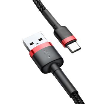 BASEUS Cafule Cable USB cable durable nylon cable USB/USB-C QC3.0 2A 3M cable black-red (CATKLF-U91) universal (CATKLF-U91)