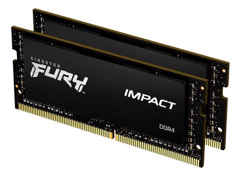 KINGSTON FURY Impact - DDR4 - kit - 64 GB: 2 x 32 GB - SO-DIMM 260-pin - 3200 MHz / PC4-25600 - CL20 - 1.2 V - unbuffered - non-ECC - black (KF432S20IBK2/64)