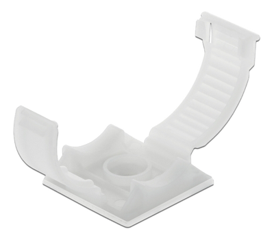 DELOCK Cable holder with locking clip self-adhesive screwable natural 10 pieces (60178)