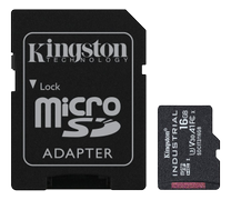 KINGSTON Industrial - Flash memory card (microSDHC to SD adapter included) - 16 GB - A1 / Video Class V30 / UHS-I U3 / Class10 - microSDHC UHS-I