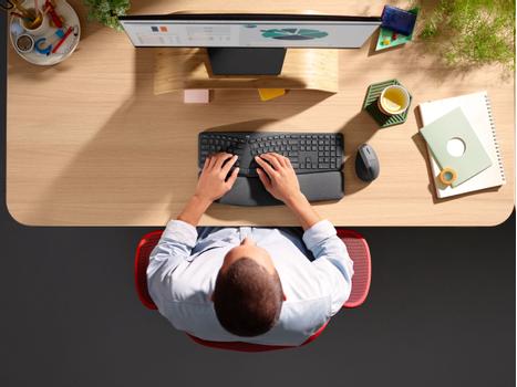 LOGITECH Ergo Series ERGO K860 for Business - Tastatur - full size - kabellos - 2.4 GHz, Bluetooth 5.0 LE - QWERTY - US International - Graphite (920-010352)