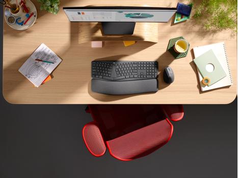 LOGITECH Ergo Series ERGO K860 for Business - Tastatur - full size - kabellos - 2.4 GHz, Bluetooth 5.0 LE - QWERTY - US International - Graphite (920-010352)