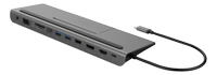 DELTACO USB-C dockningsstation DP/ HDMI/ VGA/ SD/ RJ45/ 3, 5 PD 3.0 spc grey (USBC-DOCK1)