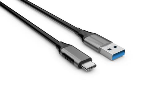 Elivi USB A til C kabel 0,2 meter Svart/ Space Grey , 5gbps/3A (ELV-USBA2C-B002)
