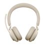 JABRA a Evolve2 65 MS Stereo - Headset - on-ear - Bluetooth - wireless - USB-A - noise isolating - beige - Certified for Microsoft Teams (26599-999-998)