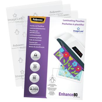 FELLOWES IL LAMINATING POUCH 80MIC A4 25PK (5396205)