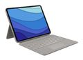 LOGITECH h Combo Touch - Keyboard and folio case - with trackpad - backlit - Apple Smart connector - QWERTY - UK - sand - for Apple 12.9-inch iPad Pro (5th generation) (920-010222)
