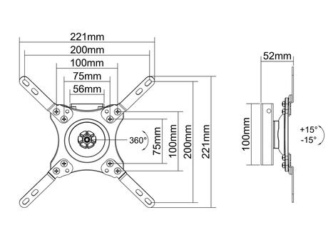 MULTIBRACKETS MB WALLMOUNT 360WH VESA75-200 25KG 15-40inch (7350022736061)