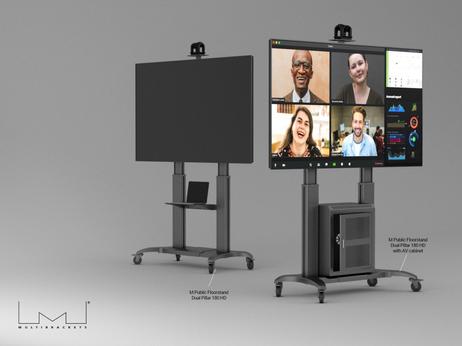 Multibrackets M Public Floorstand Dual Pillar 180 HD with AV Cabinet - vogn - for LCD-skjerm - svart (7350073737680)