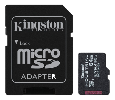 KINGSTON 64GB MICROSDXC INDUSTRIAL C10 A1 PSLC CARD + SD ADAPTER (SDCIT2/64GB)
