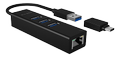 ICY BOX USB 3.0 HUB & Gigabit LAN Adapter, Type-A / Type-C