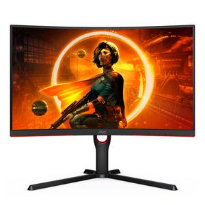 AOC Gaming CQ27G3SU/ BK - LED-skärm - böjd - 27" - 2560 x 1440 QHD @ 165 Hz - VA - 300 cd/m² - 1 ms - 2xHDMI, DisplayPort - högtalare - röd, svart med struktur (CQ27G3SU/BK)