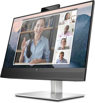 HP P E24mv G4 Conferencing Monitor - E-Series - LED monitor - 23.8" - 1920 x 1080 Full HD (1080p) @ 60 Hz - IPS - 250 cd/m² - 1000:1 - 5 ms - HDMI, VGA, DisplayPort - speakers - silver (stand), black hea (169L0E9#ABU)
