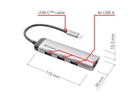 VERBATIM USB-C Multiport Hub Four port (49147)